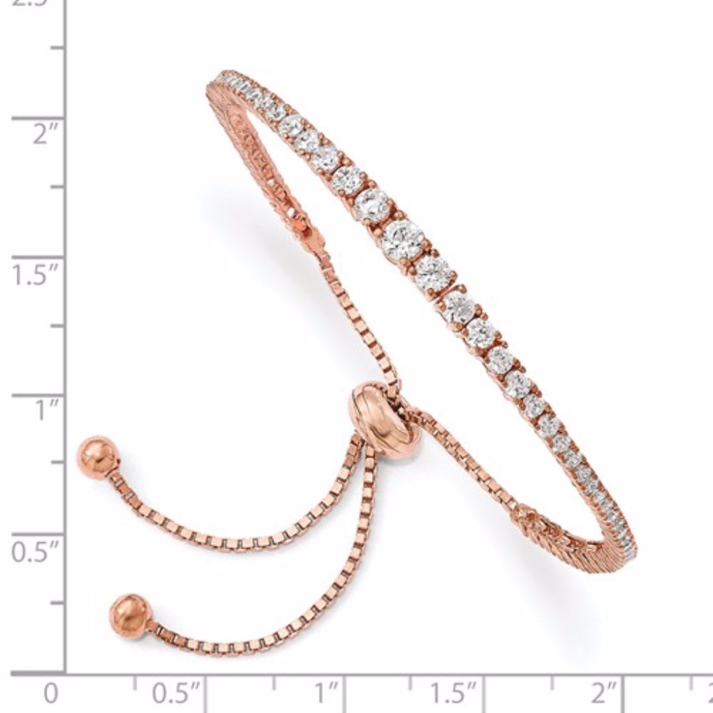 Sterling Silver Rose-Tone Adjustable Bracelet - Picture 2 of 2